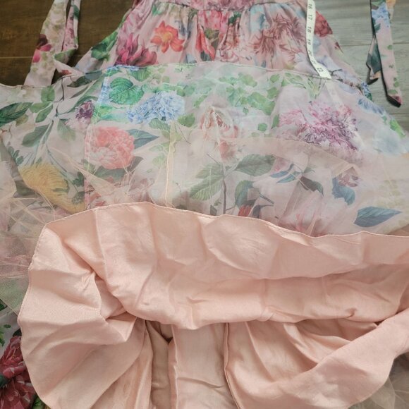 Anthropologie Geisha Designs Isabella Floral Dress Womens L Fairy Whimsical Pink - Picture 5 of 12